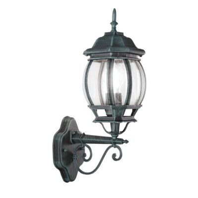 SANTIAGO LAMPADA PARETE PER ESTERNO ALLUMINIO NERO/VERDE CON VETRO TRASPARENTE LAMPADINA ATTACCO E27