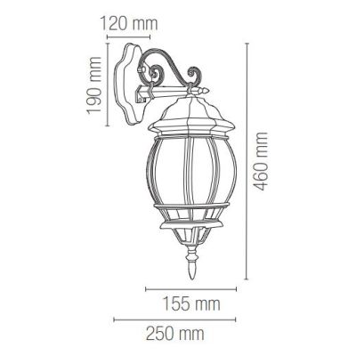 LAMPADA PARETE PER ESTERNO ALLUMINIO NERO/VERDE CON VETRO TRASPARENTE LAMPADINA ATTACCO E27