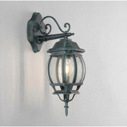LAMPADA PARETE PER ESTERNO ALLUMINIO NERO/VERDE CON VETRO TRASPARENTE LAMPADINA ATTACCO E27
