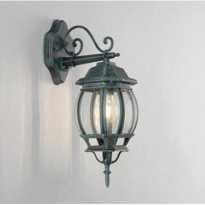 LAMPADA PARETE PER ESTERNO ALLUMINIO NERO/VERDE CON VETRO TRASPARENTE LAMPADINA ATTACCO E27