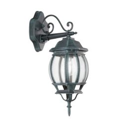 LAMPADA PARETE PER ESTERNO ALLUMINIO NERO/VERDE CON VETRO TRASPARENTE LAMPADINA ATTACCO E27 2