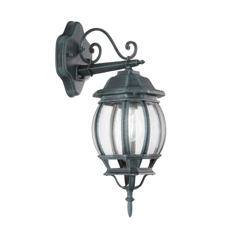 LAMPADA PARETE PER ESTERNO ALLUMINIO NERO/VERDE CON VETRO TRASPARENTE LAMPADINA ATTACCO E27
