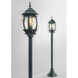 PALETTO DA GIARDINO H110 CM CLASSICO IN ALLUMINIO NERO/VERDE CON VETRO TRASPARENTE LAMPADINA ATTACCO E27 2