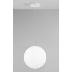 GECO SOSPENSIONE A SFERA BIANCA DA ESTERNO D30 O D40 CM LAMPADINA ATTACCO E27 IP44 DESIGN MODERNO 2