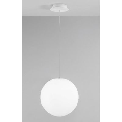 GECO SOSPENSIONE A SFERA BIANCA DA ESTERNO D30 O D40 CM LAMPADINA ATTACCO E27 IP44 DESIGN MODERNO