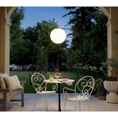 GECO SOSPENSIONE A SFERA BIANCA DA ESTERNO D30 O D40 CM LAMPADINA ATTACCO E27 IP44 DESIGN MODERNO
