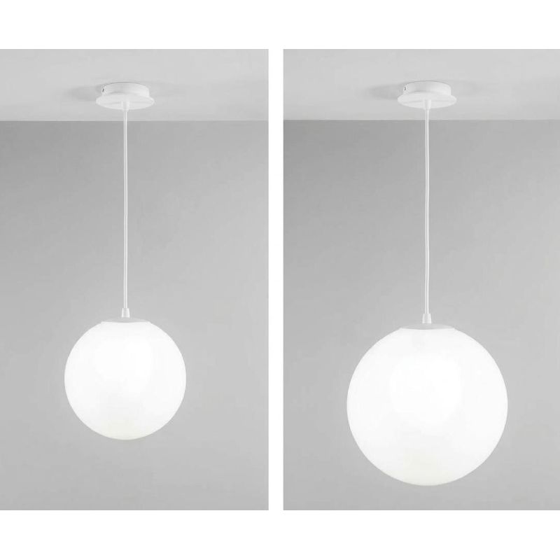 GECO SOSPENSIONE A SFERA BIANCA DA ESTERNO D30 O D40 CM LAMPADINA ATTACCO E27 IP44 DESIGN MODERNO