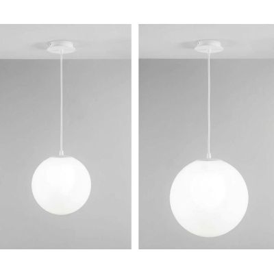 GECO SOSPENSIONE A SFERA BIANCA DA ESTERNO D30 O D40 CM LAMPADINA ATTACCO E27 IP44 DESIGN MODERNO