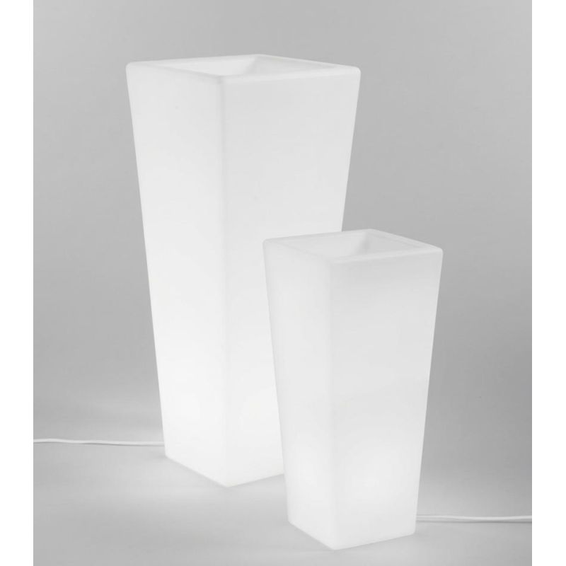 VASO LUMINOSO PER ARREDO GIARDINO SQUADRATO IN 2 MISURE IP65 COLORE BIANCO LAMPADINA ATTACCO E27 IP44 MODERNO
