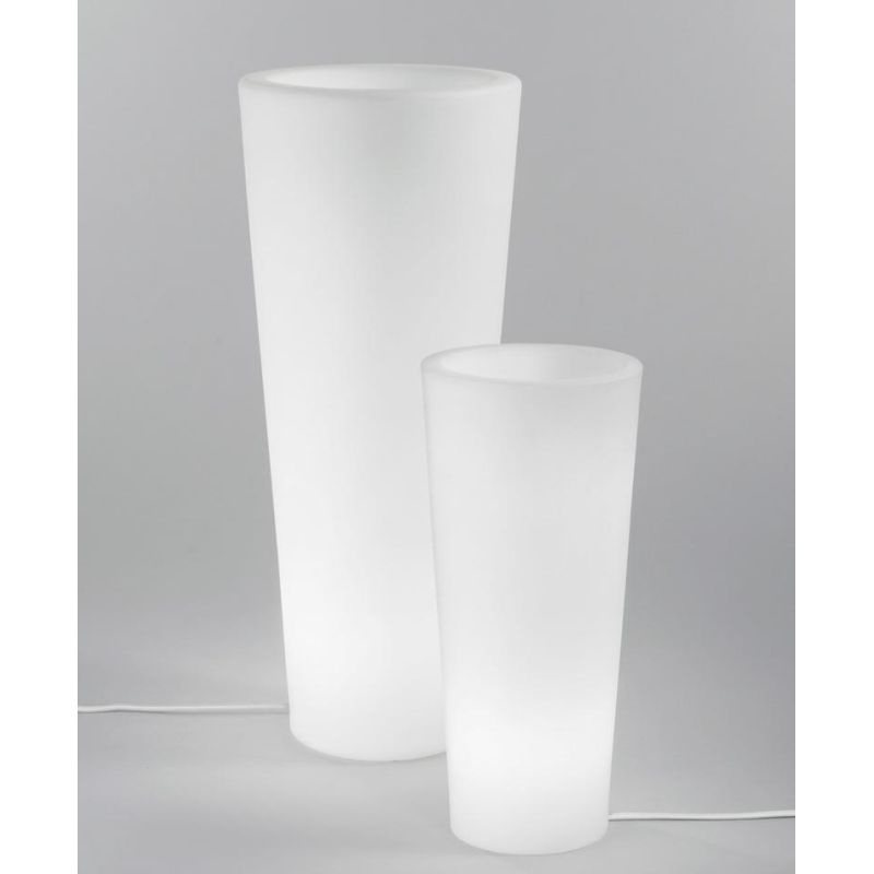 VASO LUMINOSO ROTONDO PER ARREDO GIARDINO IN 2 MISURE IP65 COLORE BIANCO LAMPADINA ATTACCO E27 IP44 MODERNO