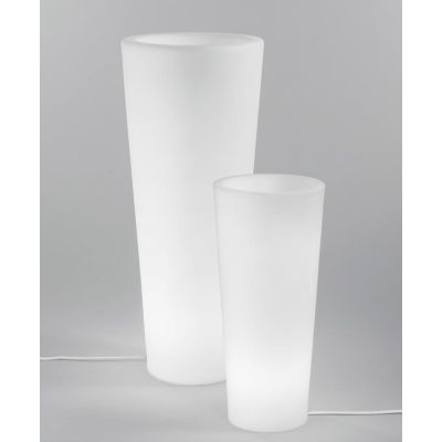 VASO LUMINOSO ROTONDO PER ARREDO GIARDINO IN 2 MISURE IP65 COLORE BIANCO LAMPADINA ATTACCO E27 IP44 MODERNO