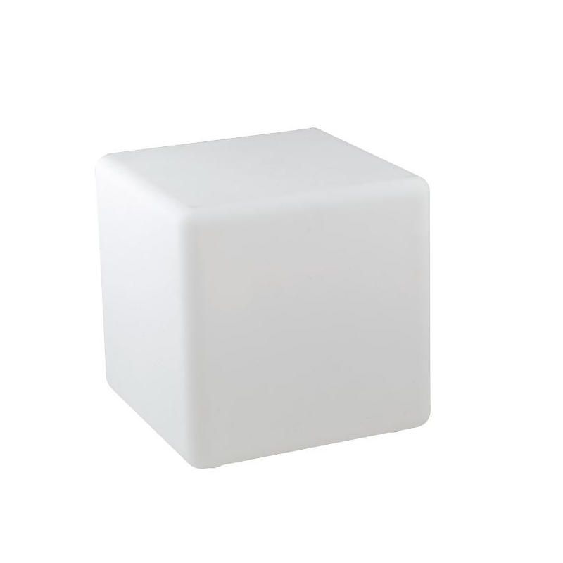 LAMPADA DA TERRA QUADRATA LUMINOSA BIANCA DA GIARDINO 3 MISURE IP65 LAMPADINA ATTACCO E27 DESIGN MODERNO
