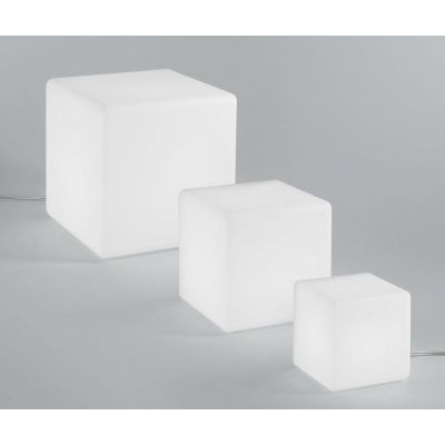 LAMPADA DA TERRA QUADRATA LUMINOSA BIANCA DA GIARDINO 3 MISURE IP65 LAMPADINA ATTACCO E27 DESIGN MODERNO