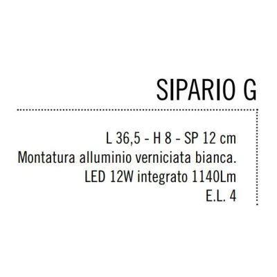 SIPARIO GRANDE APPLIQUE METALLO BIANCO CON LED INTEGRATO DA 12W Illuminando - Cristalensi Shop Online