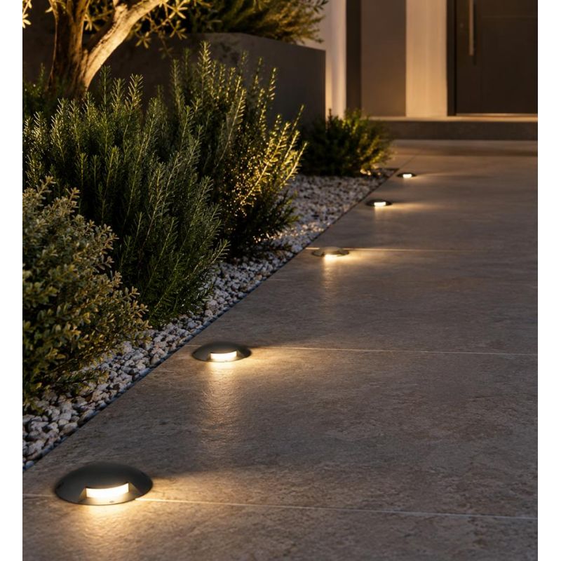 GROUND FARETTO 1 LUCE CARRABILE DA INCASSO ROTONDO IP65 IN ALLUMINIO ANTRACITE LED 6W LUCE CCT 3000K-4000K