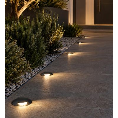 GROUND FARETTO 1 LUCE CARRABILE DA INCASSO ROTONDO IP65 IN ALLUMINIO ANTRACITE LED 6W LUCE CCT 3000K-4000K