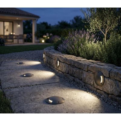 FARETTO CARRABILE 2 TAGLI DA INCASSO ROTONDO IP65 IN ALLUMINIO ANTRACITE LED 12W LUCE CCT 3000K-4000K