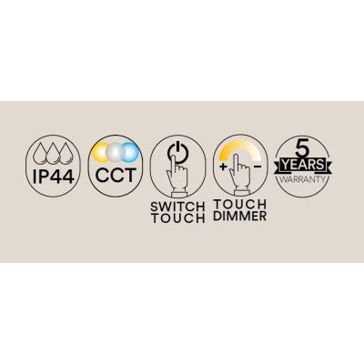 ORONERO LAMPADA SPECCHIO D80 CM LED 20W LUCE DIMMERABILE TOUCH IP44 CCT 3000K-4000K-6500K NERO E ORO