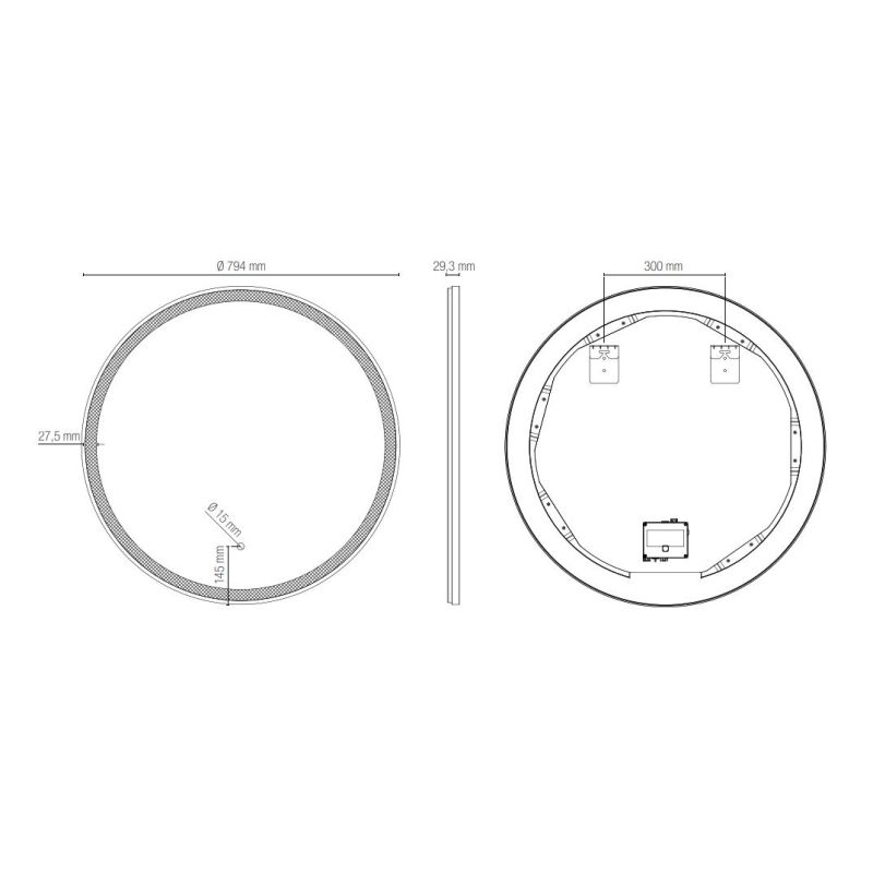 ORONERO LAMPADA SPECCHIO D80 CM LED 20W LUCE DIMMERABILE TOUCH IP44 CCT 3000K-4000K-6500K NERO E ORO