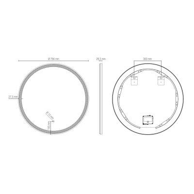 ORONERO LAMPADA SPECCHIO D80 CM LED 20W LUCE DIMMERABILE TOUCH IP44 CCT 3000K-4000K-6500K NERO E ORO