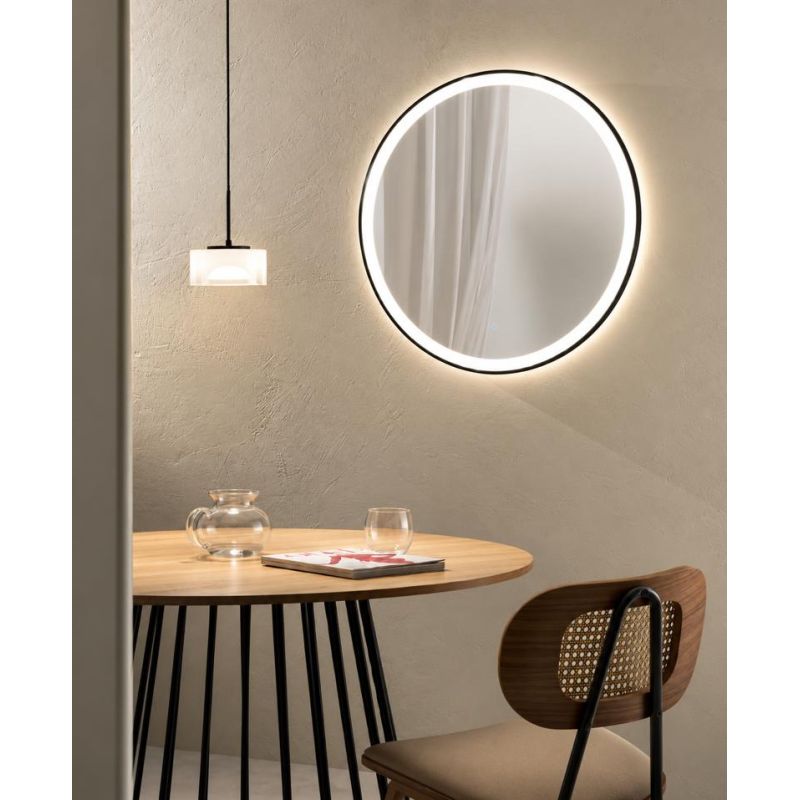 ORONERO LAMPADA SPECCHIO D80 CM LED 20W LUCE DIMMERABILE TOUCH IP44 CCT 3000K-4000K-6500K NERO E ORO