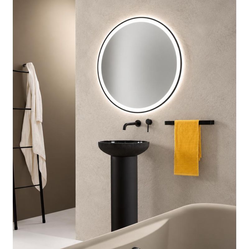 ORONERO LAMPADA SPECCHIO D80 CM LED 20W LUCE DIMMERABILE TOUCH IP44 CCT 3000K-4000K-6500K NERO E ORO