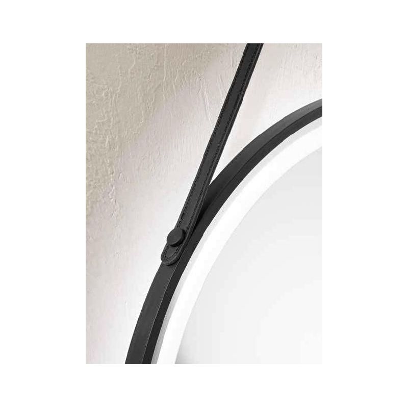 LAMPADA SPECCHIO NERA D70 CM LED 14,5W LUCE DIMMERABILE TOUCH IP44 CCT 3000K-4000K-6500K CON CINTURA ECOPELLE