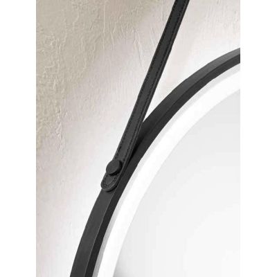 LAMPADA SPECCHIO NERA D70 CM LED 14,5W LUCE DIMMERABILE TOUCH IP44 CCT 3000K-4000K-6500K CON CINTURA ECOPELLE