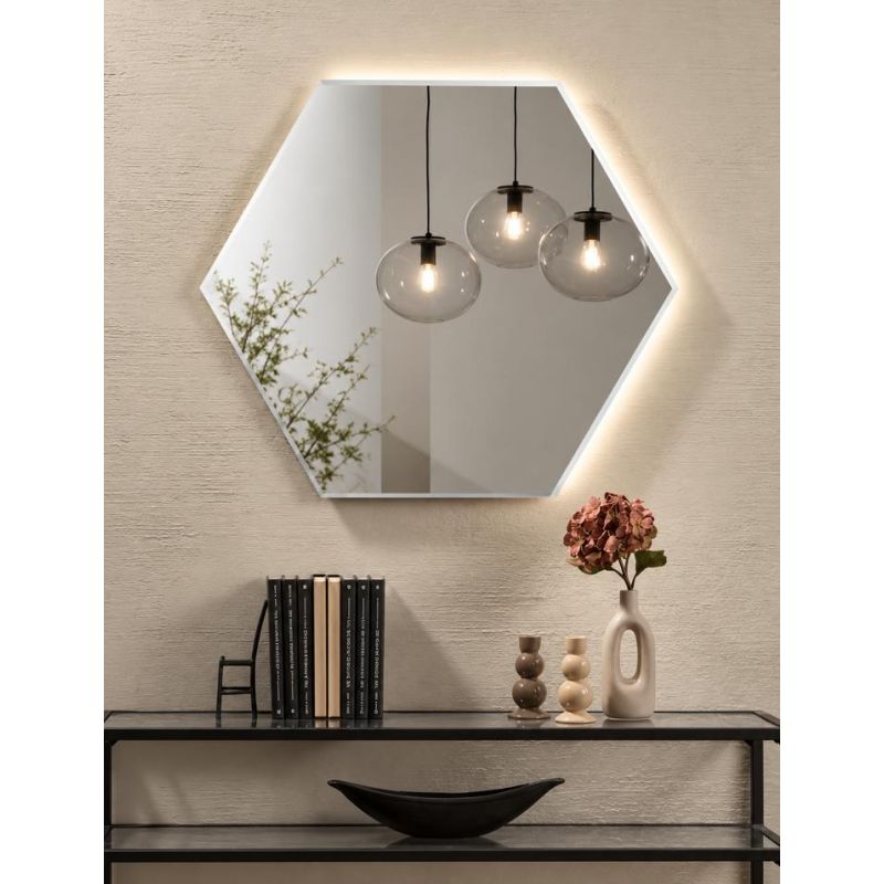SPECCHIO ESAGONALE 2 MISURE LED INTEGRATO 6W-8W CON INTERRUTTORE CCT LUCE 3000K-4000K IP44