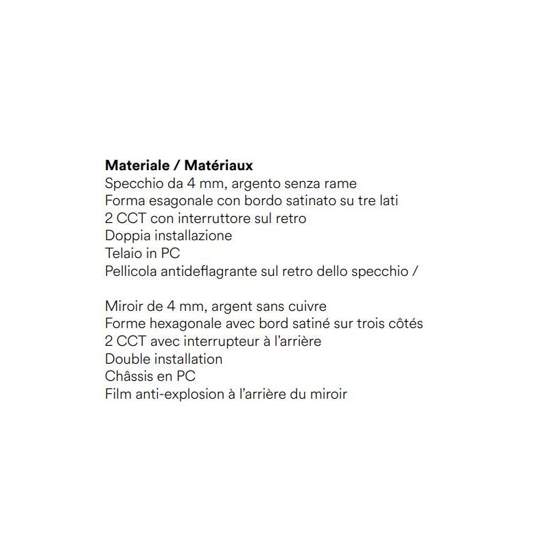 SPECCHIO ESAGONALE 2 MISURE LED INTEGRATO 6W-8W CON INTERRUTTORE CCT LUCE 3000K-4000K IP44