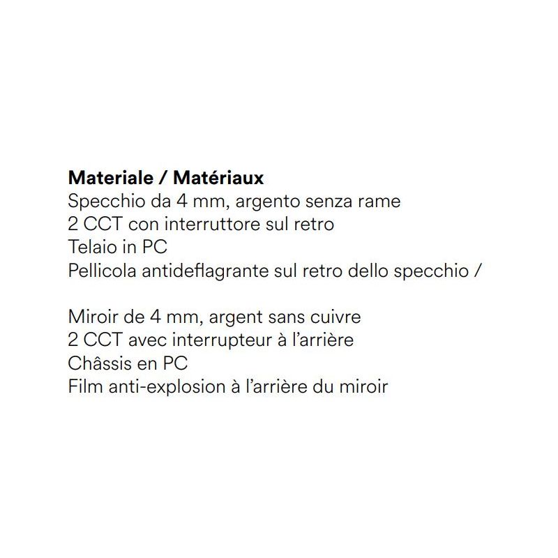REM SPECCHIO OVALE 160X45 CM LED INTEGRATO DA 17,5W LUCE CCT 3000K-4000K IP44