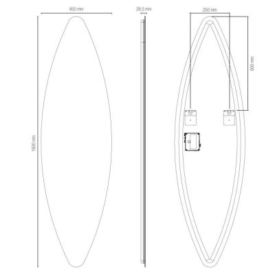 REM SPECCHIO OVALE 160X45 CM LED INTEGRATO DA 17,5W LUCE CCT 3000K-4000K IP44