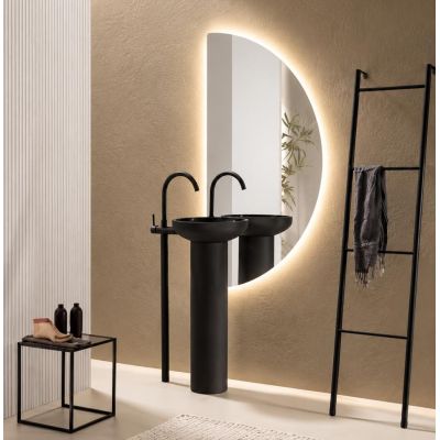 LAMPADA SPECCHIO A SEMICERCHIO 70X140 CM LED INTEGRATO 18W LUCE CCT 3000K-4000K IP44 DESIGN MODERNO