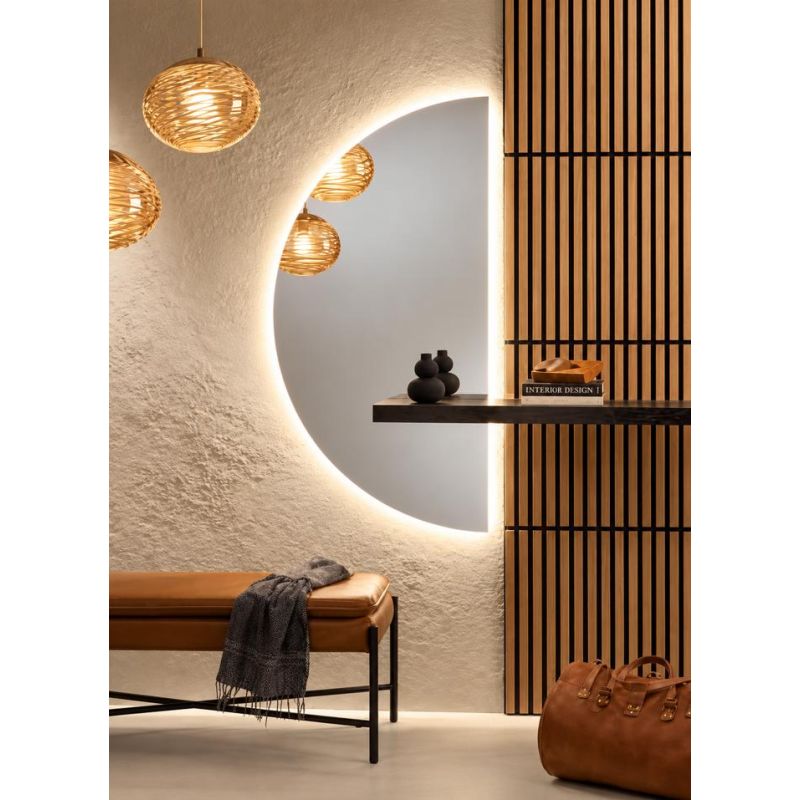 LAMPADA SPECCHIO A SEMICERCHIO 70X140 CM LED INTEGRATO 18W LUCE CCT 3000K-4000K IP44 DESIGN MODERNO
