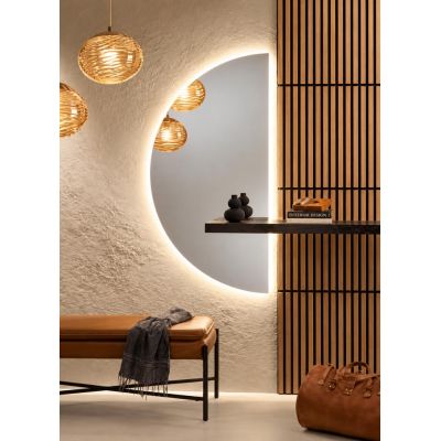 LAMPADA SPECCHIO A SEMICERCHIO 70X140 CM LED INTEGRATO 18W LUCE CCT 3000K-4000K IP44 DESIGN MODERNO