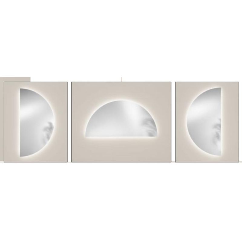 LAMPADA SPECCHIO A SEMICERCHIO 70X140 CM LED INTEGRATO 18W LUCE CCT 3000K-4000K IP44 DESIGN MODERNO