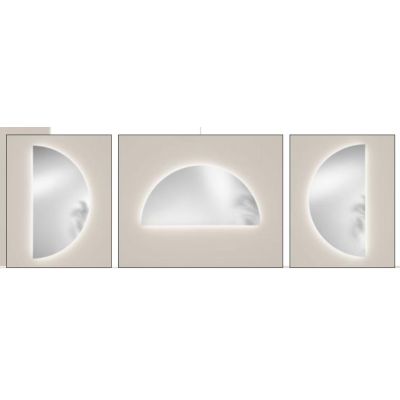 LAMPADA SPECCHIO A SEMICERCHIO 70X140 CM LED INTEGRATO 18W LUCE CCT 3000K-4000K IP44 DESIGN MODERNO
