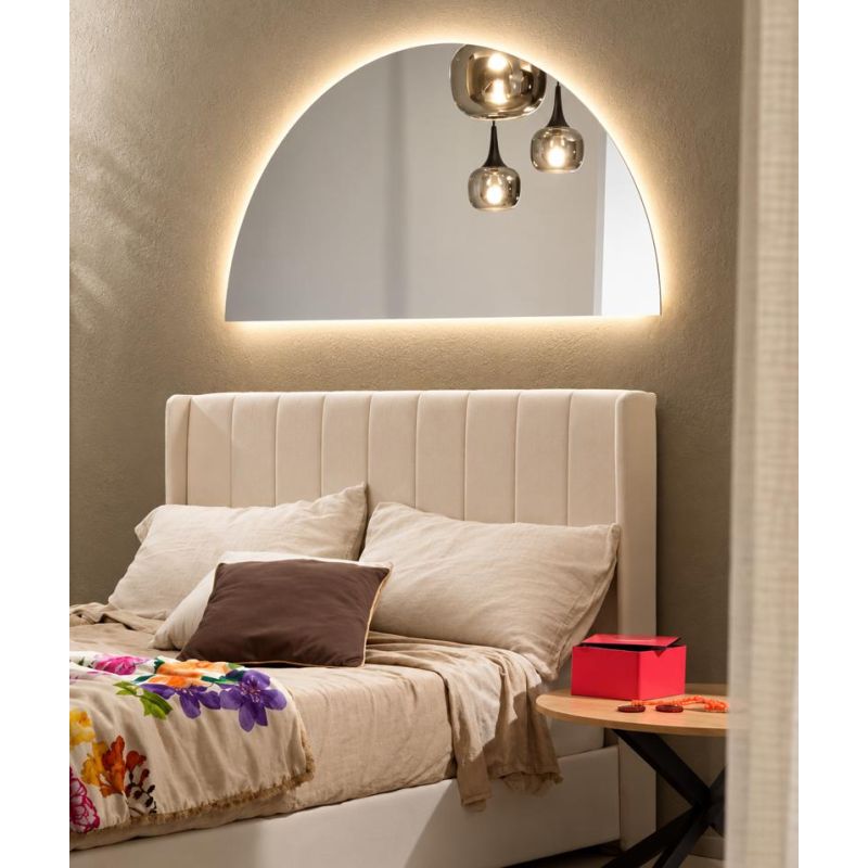 LAMPADA SPECCHIO A SEMICERCHIO 70X140 CM LED INTEGRATO 18W LUCE CCT 3000K-4000K IP44 DESIGN MODERNO