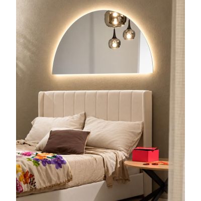 LAMPADA SPECCHIO A SEMICERCHIO 70X140 CM LED INTEGRATO 18W LUCE CCT 3000K-4000K IP44 DESIGN MODERNO