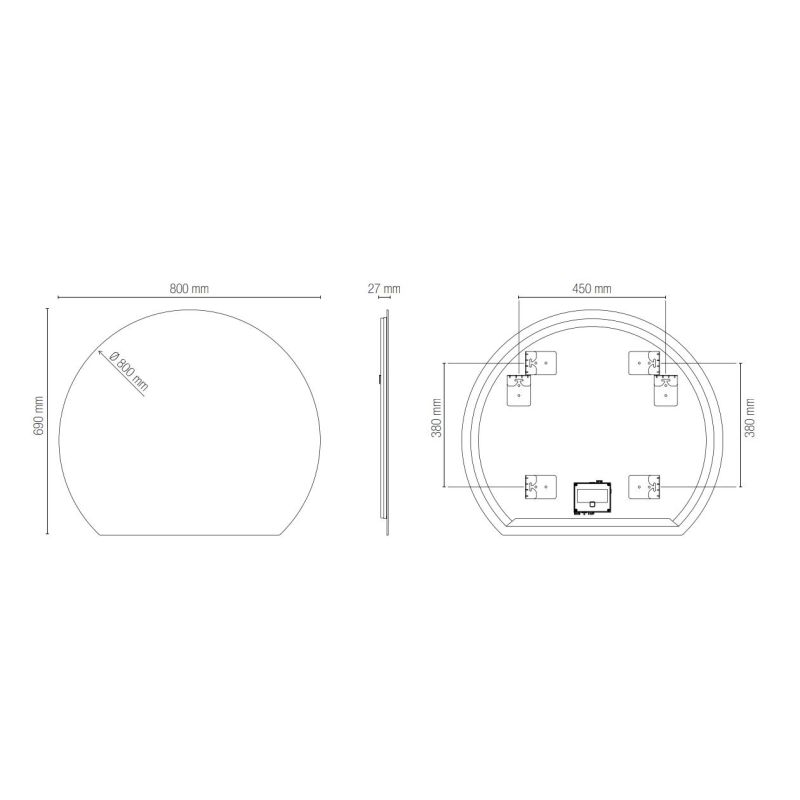 LAMPADA SPECCHIO ORIGINALE IN 2 MISURE LED INTEGRATO LUCE CCT 3000K-4000K IP44 DESIGN MODERNO