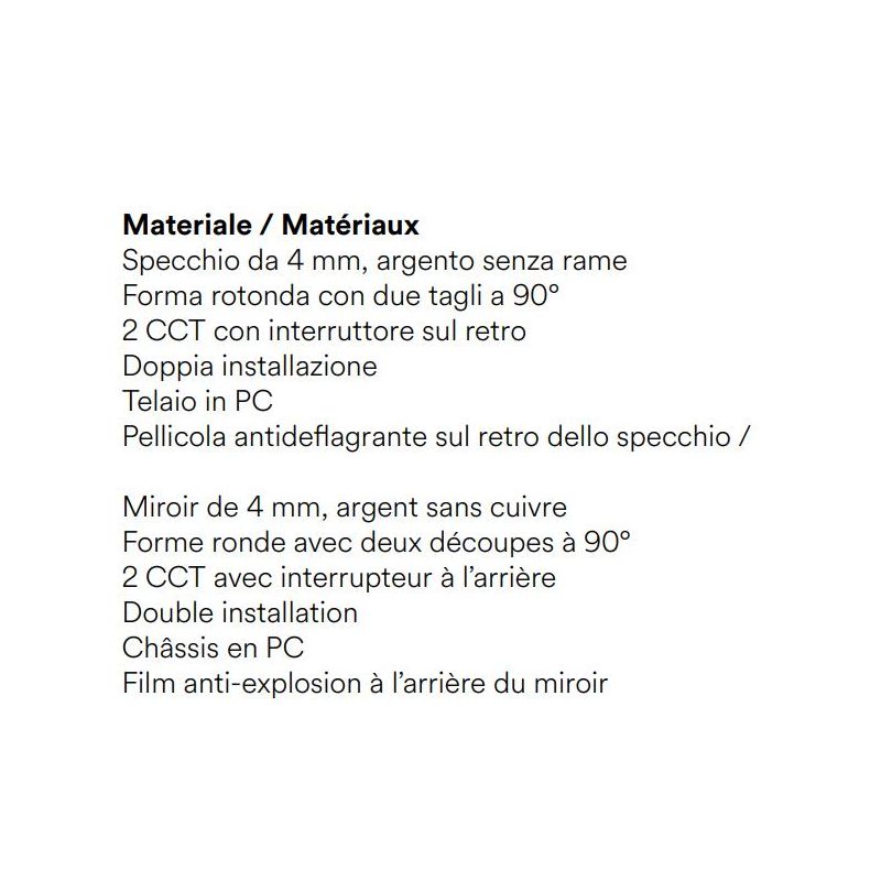LAMPADA SPECCHIO TONDO CON 2 TAGLI LED INTEGRATO LUCE CCT 3000K-4000K IP44 IN 2 MISURE DESIGN MODERNO
