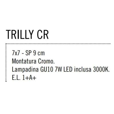 TRILLY FARETTO A LED QUADRATO DA SOFFITTO ATTACCO GU10 7W LUCE 3000K IN METALLO CROMO O BIANCO Illuminando - Cristalensi Shop On