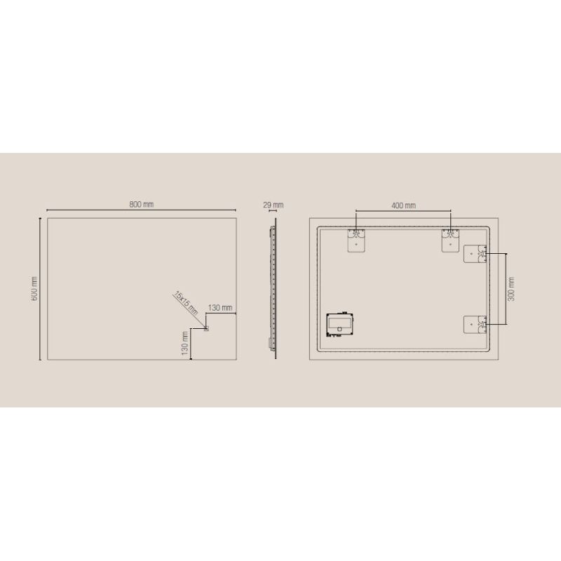 LAMPADA SPECCHIO 4 MISURE RETTANGOLARE A LED LUCE DIMMERABILE TOUCH IP44 CCT 3000K-4000K-6500K