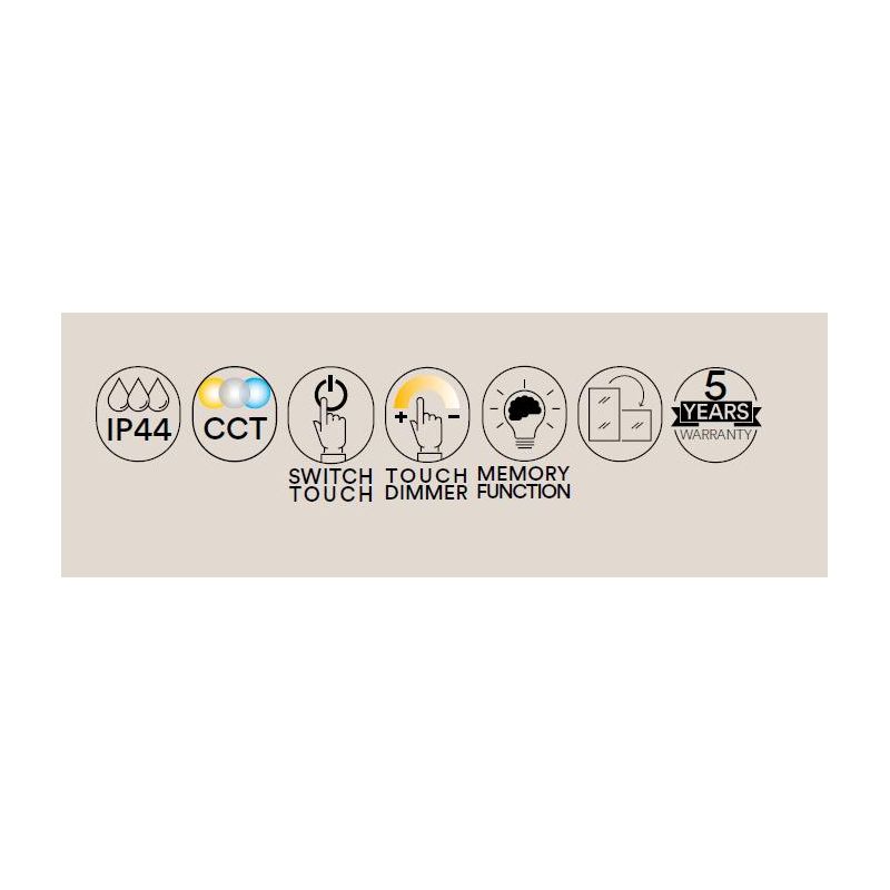 LAMPADA SPECCHIO 4 MISURE RETTANGOLARE A LED LUCE DIMMERABILE TOUCH IP44 CCT 3000K-4000K-6500K