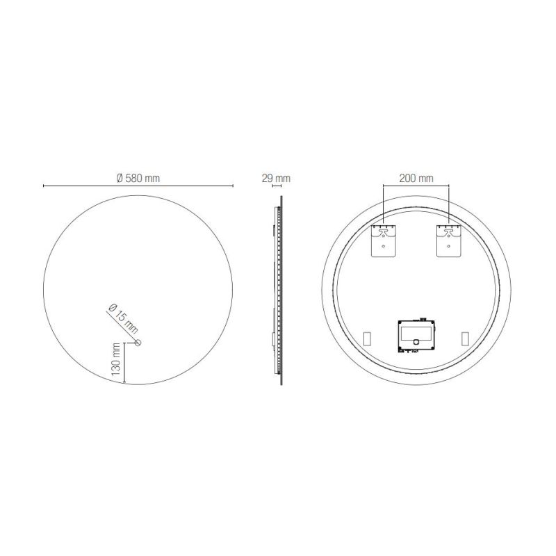 LAMPADA SPECCHIO 3 MISURE ROTONDO LED INTEGRATO LUCE DIMMERABILE TOUCH IP44 CCT 3000K-4000K-6500K