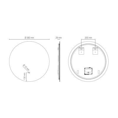 LAMPADA SPECCHIO 3 MISURE ROTONDO LED INTEGRATO LUCE DIMMERABILE TOUCH IP44 CCT 3000K-4000K-6500K