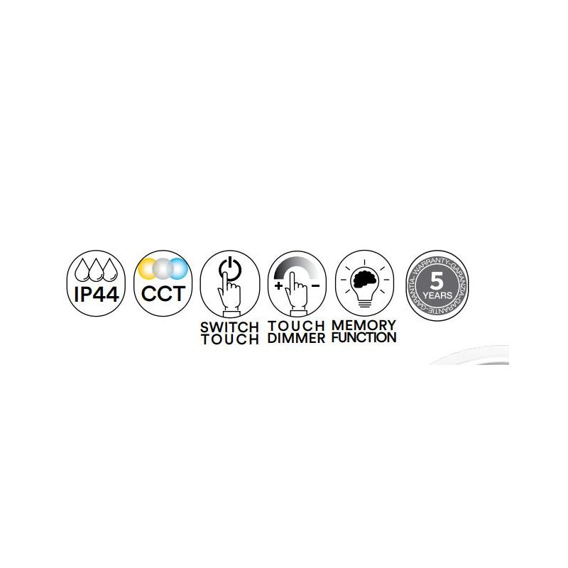 LAMPADA SPECCHIO 3 MISURE ROTONDO LED INTEGRATO LUCE DIMMERABILE TOUCH IP44 CCT 3000K-4000K-6500K