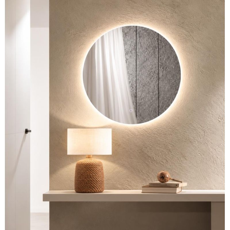 LAMPADA SPECCHIO 3 MISURE ROTONDO LED INTEGRATO LUCE DIMMERABILE TOUCH IP44 CCT 3000K-4000K-6500K