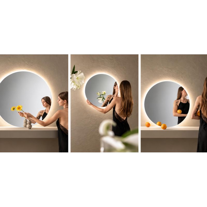 LAMPADA SPECCHIO 3 MISURE ROTONDO LED INTEGRATO LUCE DIMMERABILE TOUCH IP44 CCT 3000K-4000K-6500K