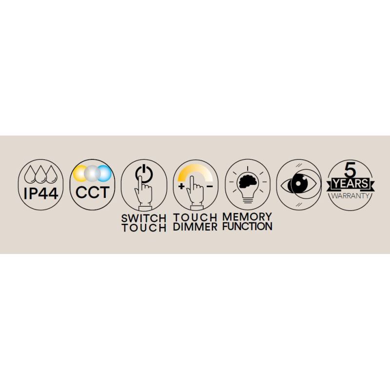FOCUS LAMPADA SPECCHIO CON LENTE DI INGRANDIMENTO LED 17W LUCE DIMMERABILE TOUCH IP44 CCT 3000K-4000K-6500K